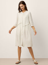 Load image into Gallery viewer, Linen-Lyocell Deconstructed Asymmetric Front Pleat Midi Dress EULALIE