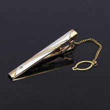 Load image into Gallery viewer, Impeccable Luxury Men's Metal Necktie Bar Formal Dress Shirt Classic Wear Neck Tie Clip With Chain Gold Color Clip Unique Shirt Business Tie Clip Wedding Ceremony Tie Clips Party Fashion Smooth Clasp Pin Father's Day Gifts
