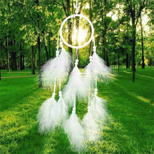 Load image into Gallery viewer, Indian Style Dreamcatcher Handmade Wind Chimes Hanging Pendant Dream Catcher For Bedroom Home Wall Art Hangings Decorations Feather Flowers Dream Catchers For Girls Kids Nursery Bedroom Wall Decor Festival Gift