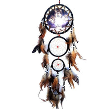 Load image into Gallery viewer, Indian Wolf Dream Catcher With Brown Feathers Dream-catcher Bead Beautiful Home Hanging Decoration Fashion Handmade Ornament Gift Wall Decor For Bedroom Festival Celebration Boho Moon Dream Catcher