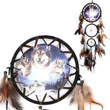 Load image into Gallery viewer, Indian Wolf Dream Catcher With Brown Feathers Dream-catcher Bead Beautiful Home Hanging Decoration Fashion Handmade Ornament Gift Wall Decor For Bedroom Festival Celebration Boho Moon Dream Catcher