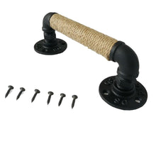 Load image into Gallery viewer, Industrial Style Furniture Handle Barn Sliding Wooden Door Handles Black Antique Vintage European Wrought Iron Rope Handle Drawer Pull Knob Antique Black Knobs Handles Hardware