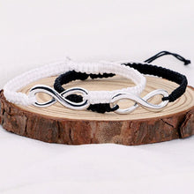 Load image into Gallery viewer, Infinite Sign Handmade Black/White Rope Braid Bracelet Bangle For Women Men Charm Adjustable Matching Bracelets For Couples His And Hers Infinity Sign Handmade Rope Braided Stainless Steel BFF Bracelets