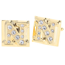 Load image into Gallery viewer, Vittorio Vico Rhinestone Initial Cufflinks: A to Z