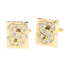 Load image into Gallery viewer, Vittorio Vico Rhinestone Initial Cufflinks: A to Z