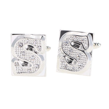 Load image into Gallery viewer, Vittorio Vico Rhinestone Initial Cufflinks: A to Z