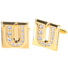 Load image into Gallery viewer, Vittorio Vico Rhinestone Initial Cufflinks: A to Z