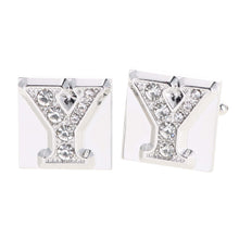 Load image into Gallery viewer, Vittorio Vico Rhinestone Initial Cufflinks: A to Z
