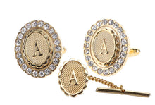 Load image into Gallery viewer, Vittorio Vico Bling Initial Cufflinks & Tie Tack Set: A to Z