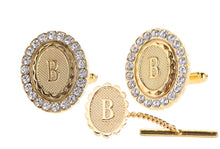 Load image into Gallery viewer, Vittorio Vico Bling Initial Cufflinks & Tie Tack Set: A to Z