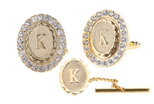Load image into Gallery viewer, Vittorio Vico Bling Initial Cufflinks & Tie Tack Set: A to Z