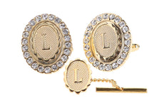 Load image into Gallery viewer, Vittorio Vico Bling Initial Cufflinks & Tie Tack Set: A to Z