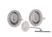 Load image into Gallery viewer, Vittorio Vico Bling Initial Cufflinks & Tie Tack Set: A to Z