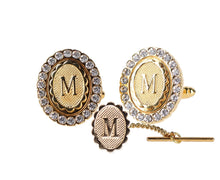 Load image into Gallery viewer, Vittorio Vico Bling Initial Cufflinks & Tie Tack Set: A to Z