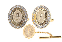Load image into Gallery viewer, Vittorio Vico Bling Initial Cufflinks & Tie Tack Set: A to Z