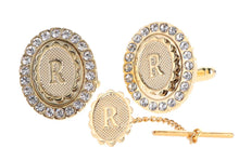 Load image into Gallery viewer, Vittorio Vico Bling Initial Cufflinks & Tie Tack Set: A to Z