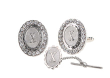 Load image into Gallery viewer, Vittorio Vico Bling Initial Cufflinks & Tie Tack Set: A to Z