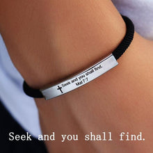 Load image into Gallery viewer, Inspirational Unisex Stainless Steel Pendant Adjustable Bracelet For Men Rope And Steel Bracelet Bangle Women Men Bracelet Motivational Birthday Bangle Friendship Jewelry