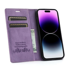 Load image into Gallery viewer, Iphone Wallet Skin Friendly Magnetic Flip With Card Slot Leather Case For iPhone 14 Pro Max 13 12 11 Modern Purple Genuine Leather Detachable Magnetic Flip Cover with Card Holders
