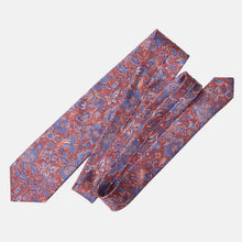 Load image into Gallery viewer, Catania - Printed Silk Tie - Blue & Brick Red