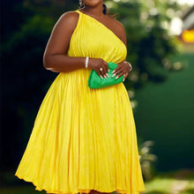 Load image into Gallery viewer, Luxe Couture Ruffle Midi Dress with Flowing Pleats for Effortless Elegance