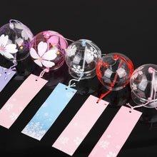 Load image into Gallery viewer, Japan Style Hand-paint Sakura Glass Wind Chimes Creative Gifts Painted Window & Door Hanging Bells Decorations Hanging Wind Chime Pendant Label Chimes Wind Bells Gift For Mom Home
