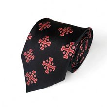 Load image into Gallery viewer, Extra Long Red Jerusalem Cross with White Accents Necktie