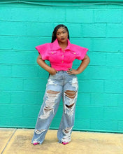 Load image into Gallery viewer, Jeans Women Long Pants Elegant Splice Denim Pant Slim Fit Sexy Hole High Waist Button Pocket Straight Trousers Summer 2024