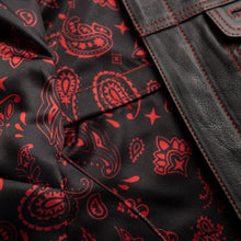 Load image into Gallery viewer, Jessica Women's Motorcycle Leather Vest - Black/Red - Limited Edition