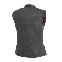 Load image into Gallery viewer, Jessica Women's Motorcycle Leather Vest - Black/Red - Limited Edition