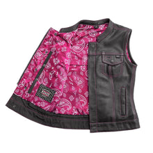 Load image into Gallery viewer, Jessica Women's Motorcycle Leather Vest - Pink - Limited Edition