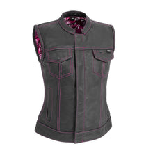 Load image into Gallery viewer, Jessica Women's Motorcycle Leather Vest - Pink - Limited Edition