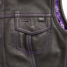 Load image into Gallery viewer, Jessica Women's Motorcycle Leather Vest - Purple - Limited Edition
