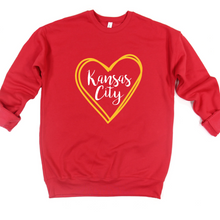 Load image into Gallery viewer, Kansas City Yellow Heart Crew or Hoodie Sweatshirt