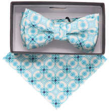 Load image into Gallery viewer, Vittorio Farina Boy's Designer Floral Print Print Bow Tie & Pocket Square