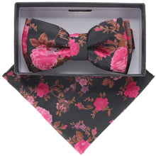 Load image into Gallery viewer, Vittorio Farina Boy's Designer Floral Print Print Bow Tie & Pocket Square