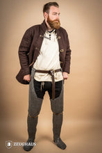 Load image into Gallery viewer, Chainmail Chausses Flatring Wedge Riveted 9mm Steel Oiled