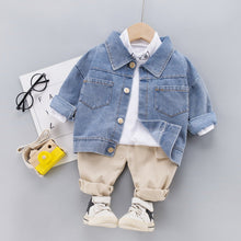 Load image into Gallery viewer, Kids' Autumn Denim Jacket 3-Piece Outfit Set - # BAAA51210053 & BOAA11310021 & GIAA21310007