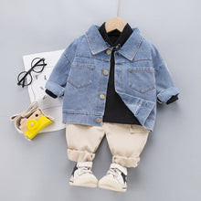 Load image into Gallery viewer, Kids' Autumn Denim Jacket 3-Piece Outfit Set - # BAAA51210053 & BOAA11310021 & GIAA21310007