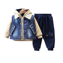 Load image into Gallery viewer, Kids' Denim Jacket Set | With Fleece Lining | 0-3 Years - # BAAA51210045 & BOAA11310020 & GIAA21310005
