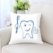 Load image into Gallery viewer, Kids Funny White Teeth Pillow Cover Cartoon Fairies Clean The Tooth Care Treatmen Toothbrush Character Cleaning Velvet Fabric Cushion Cover Decorative Square Cushion Cover Standard Pillow Cases For Home Sofa Bedroom Livingroom 45x45cm