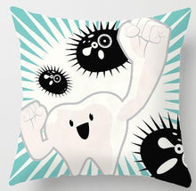 Load image into Gallery viewer, Kids Funny White Teeth Pillow Cover Cartoon Fairies Clean The Tooth Care Treatmen Toothbrush Character Cleaning Velvet Fabric Cushion Cover Decorative Square Cushion Cover Standard Pillow Cases For Home Sofa Bedroom Livingroom 45x45cm