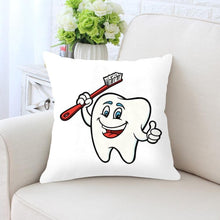 Load image into Gallery viewer, Kids Funny White Teeth Pillow Cover Cartoon Fairies Clean The Tooth Care Treatmen Toothbrush Character Cleaning Velvet Fabric Cushion Cover Decorative Square Cushion Cover Standard Pillow Cases For Home Sofa Bedroom Livingroom 45x45cm