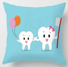 Load image into Gallery viewer, Kids Funny White Teeth Pillow Cover Cartoon Fairies Clean The Tooth Care Treatmen Toothbrush Character Cleaning Velvet Fabric Cushion Cover Decorative Square Cushion Cover Standard Pillow Cases For Home Sofa Bedroom Livingroom 45x45cm