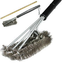 Load image into Gallery viewer, Kitchen Accessories BBQ Grill Brush and Scraper Barbecue Kit Cleaning Brush Stainless Steel Tools Wire Bristles Triangle BBQ Grill Cleaning Brush for Weber Gas Charcoal Porcelain Cast Iron & All Grilling Grates Accessories