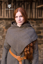 Load image into Gallery viewer, Skjoldehamn Cowl Knud Herringbone Olive/Grey