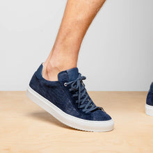 Load image into Gallery viewer, 66-266-NVY KOBE Crocodile Embossed Italian Sueded Goatskin Sneakers Navy