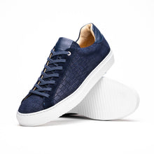 Load image into Gallery viewer, 66-266-NVY KOBE Crocodile Embossed Italian Sueded Goatskin Sneakers Navy