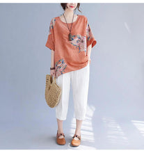 Load image into Gallery viewer, Korean Cotton Hemp Summer Half Sleeve Top - Effortlessly Stylish Comfort