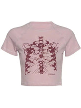Load image into Gallery viewer, Aesthetic Skull Girl T-Shirt - Y2K Black Vintage Style - # GIAA23510024